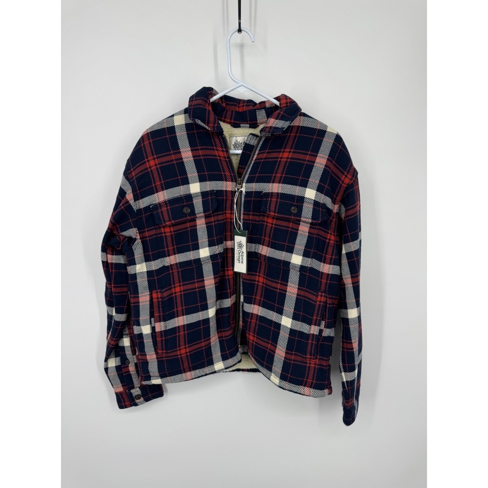 NWT Alpine Design Sherpa Lined Shirt Jacket Women Small Multicolor Plaid Collar